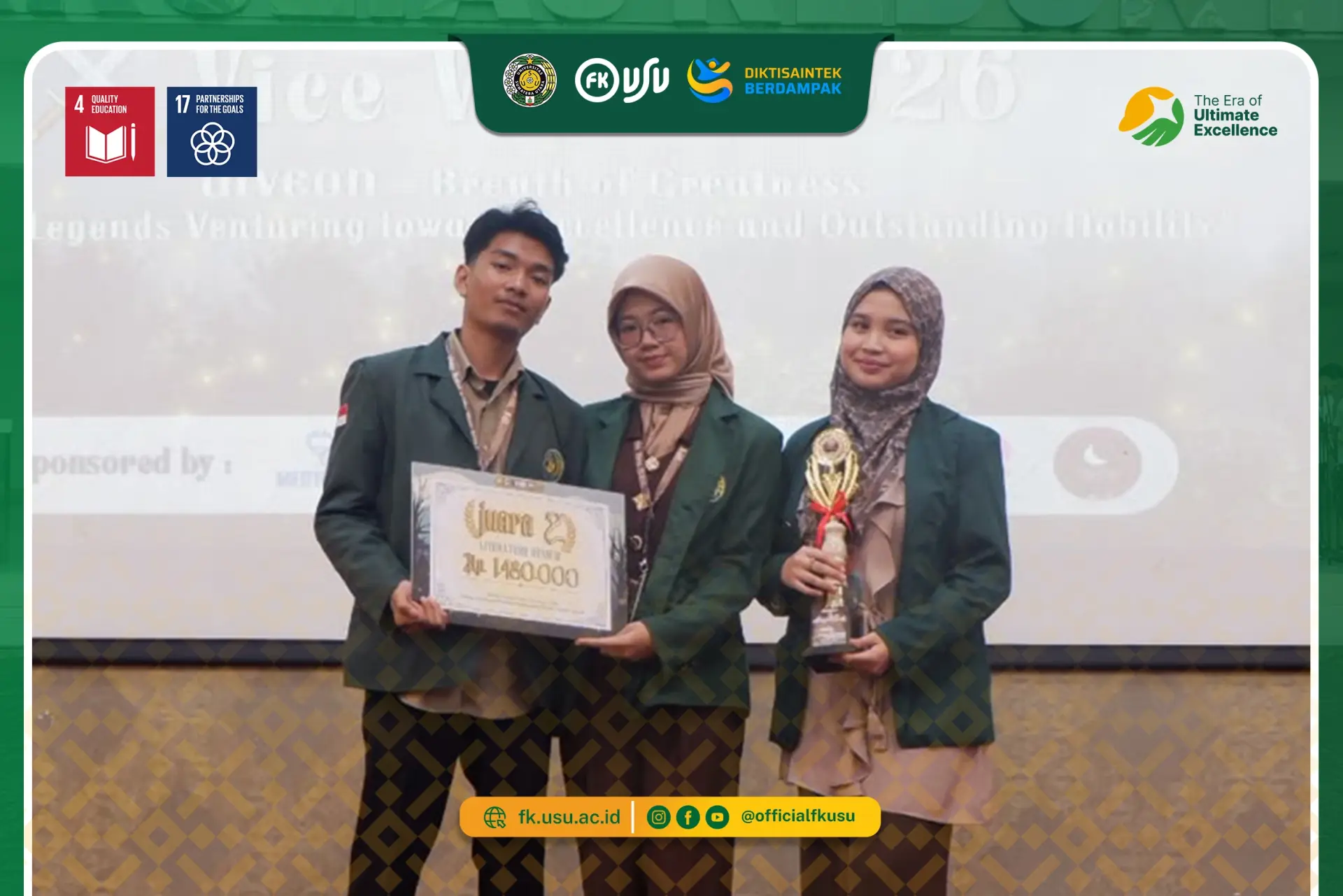 Delegasi FK USU Raih Juara 2 Literature Review pada Medical Veteran Project 2026